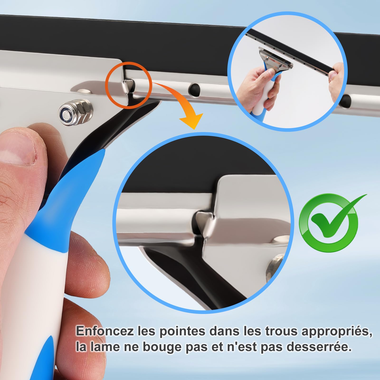 Nettoyeur De Raclette Vitre Avec Long Manche Extensible Pour Fenêtres
