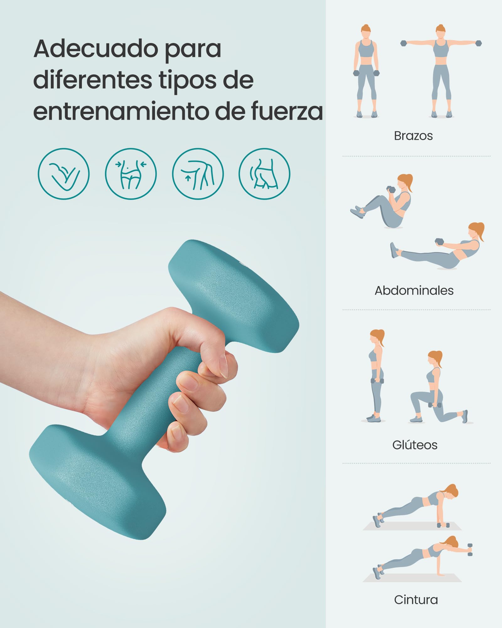 SONGMICS Mancuernas, Juego de Mancuernas Hexagonales con Soporte - 2 x 1 kg, 2 x 2 kg, 2 x 3 kg, Acabado Vinilo, Pesas para Gimnasio en Casa, Rosa, Agua y Azul SYL612MK