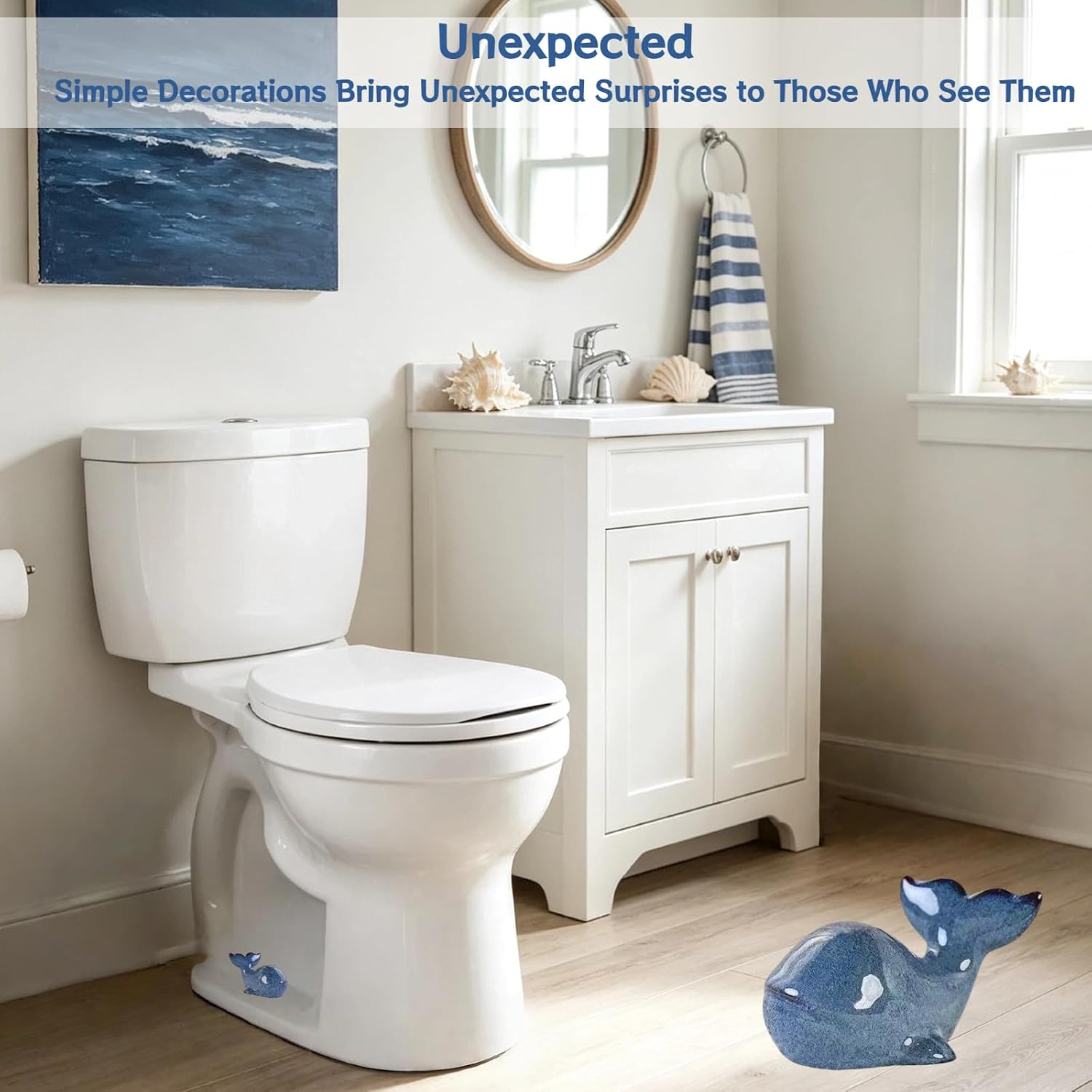 Ceramic Toilet Bolt Covers,Toilet Bolt Caps Decorative,Toilet Screw Cover Caps,Coastal Bathroom Decor(Blue Whale) image 4