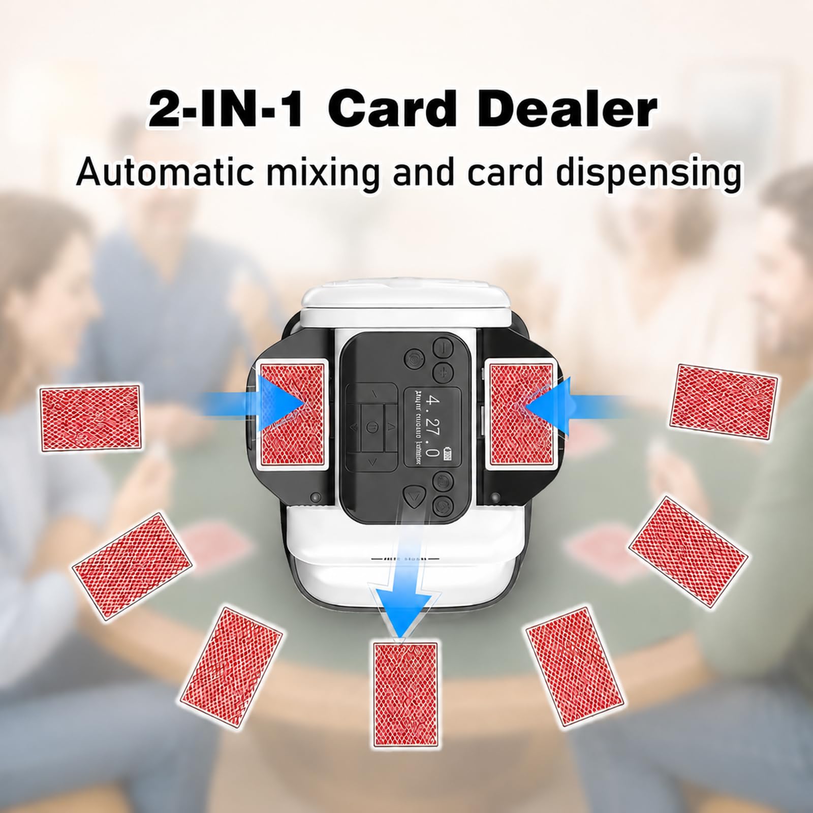 Miscelatore e distributore automatico di carte 2 in 1, rotazione a 360° per 1-2 mazzi, con 4 telecomandi, miscelatore elettrico per 2-12 giocatori, ricaricabile, silenzioso, ideale per il poker