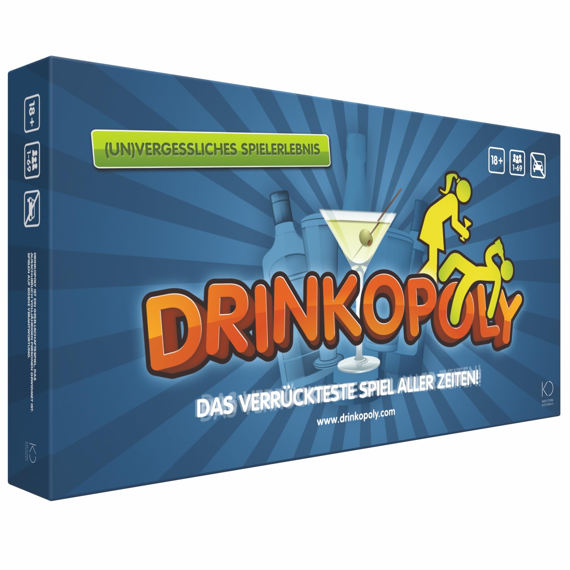Drinkopoly – König der Trinkspiele – kombinierte Tafel/Tisch Party Spiele für Erwachsene und Studenten mit 50 Erweiterungskarten mit Aufgaben, eine (un)vergessliche Erfahrung, ein Trinkspiel Geschenkset