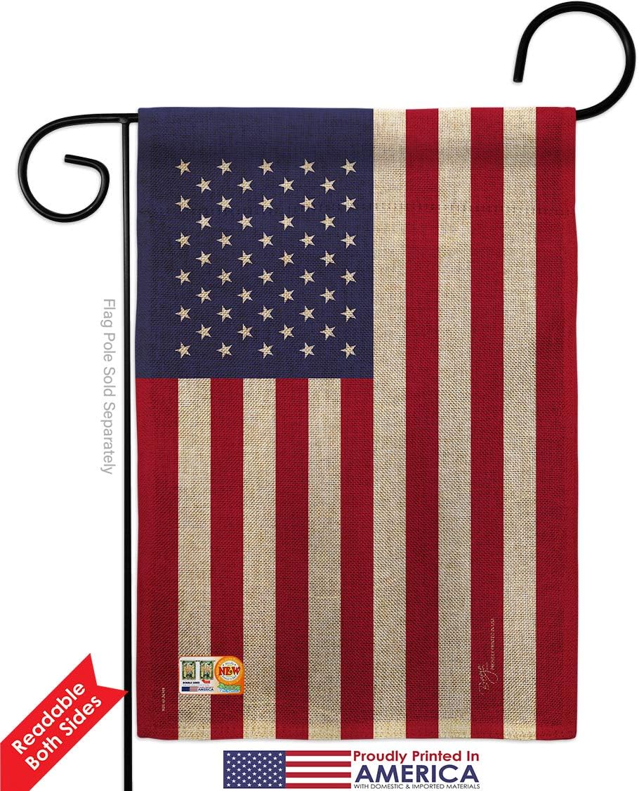 USA Burlap Garden Flag Americana Old Glory US American United States Country Particular North America Small Decorative Gift Yard House Banner Double-Sided Made In 13 X 18.5