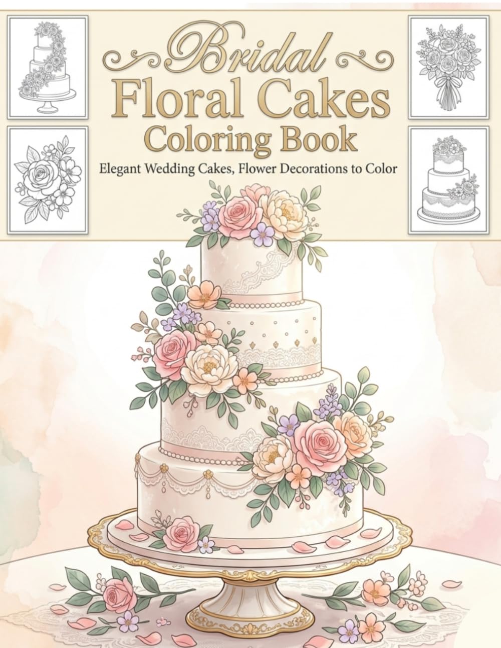 Bridal Floral Cakes Coloring Book: Elegant Wedding Cakes, Flower Decorations to Color