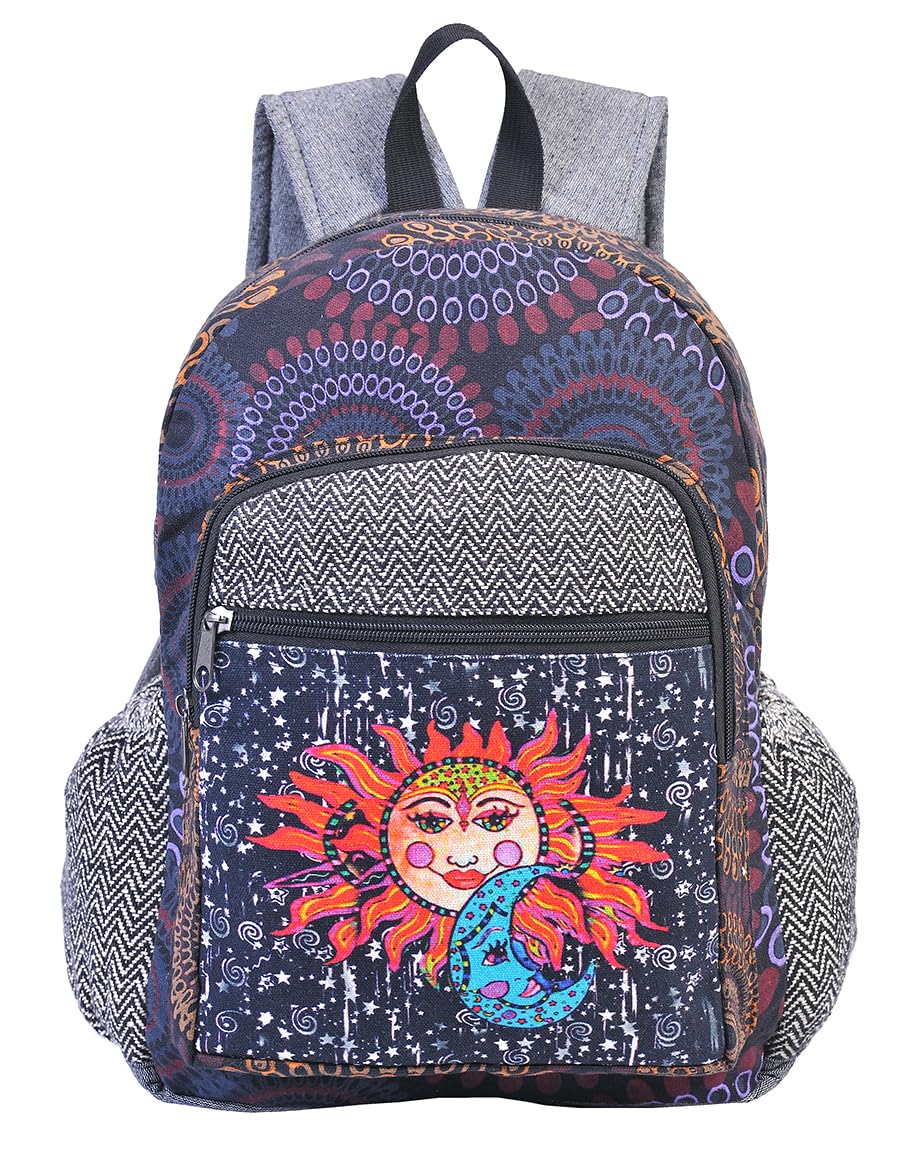 THE COLLECTION ROYAL Hemp Bag, Hippie Backpack, Boho Backpack, Bohemian Backpack, Hippy Backpack for Women (Purple), Purple, Regular, Hippie Lightweight Beach Backpack
