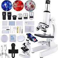 Herwicm Microscópio Composto 40x2000 com Adaptador de Celular e Kit de Microscópio para Laboratórios Escolares e Crianças