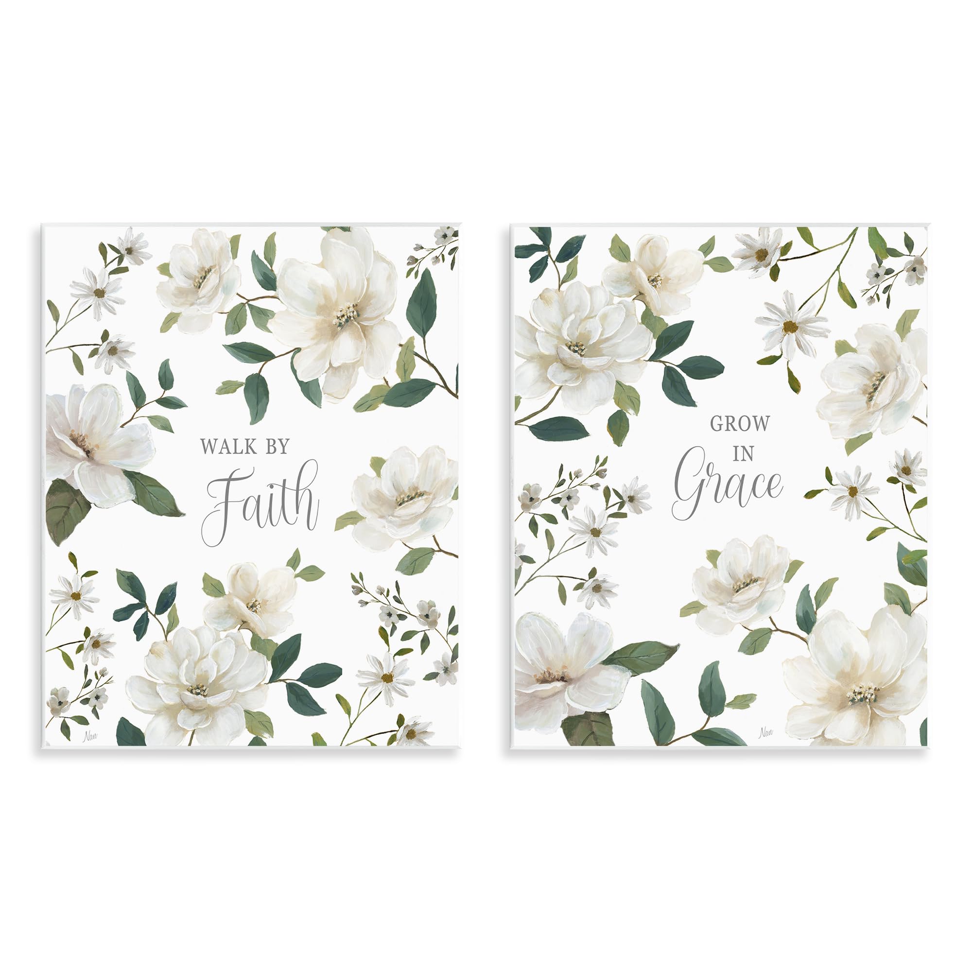 Stupell Industries Unframed 'Spiritual Faith Sayings With Florals'| 2Pc Wall Plaque Art Set
