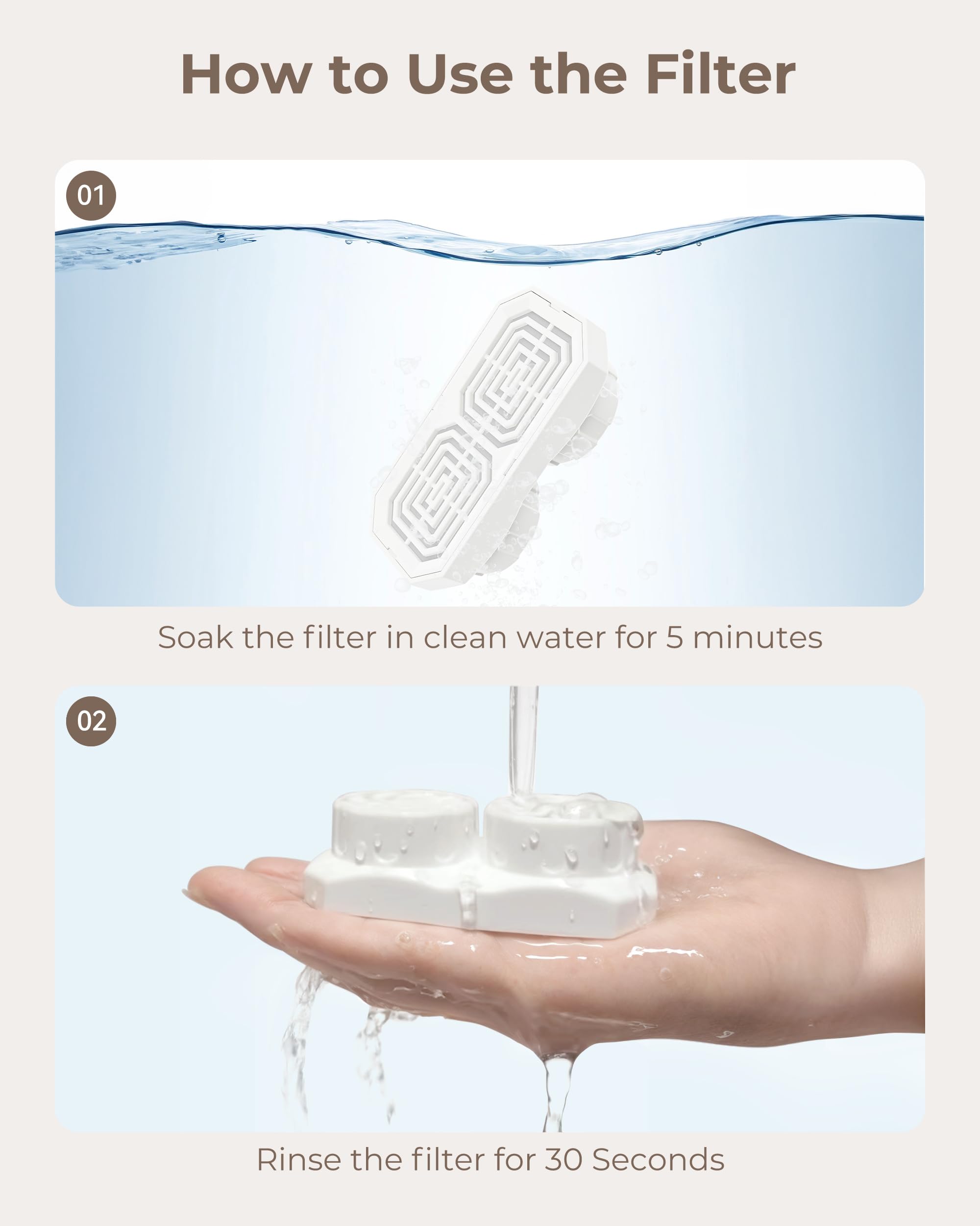 Official 12-Pack Replacement Filters with Pre-Filter Sponges for 108oz/3.2L Automatic Stainless Steel Pet Water Fountain - image 6