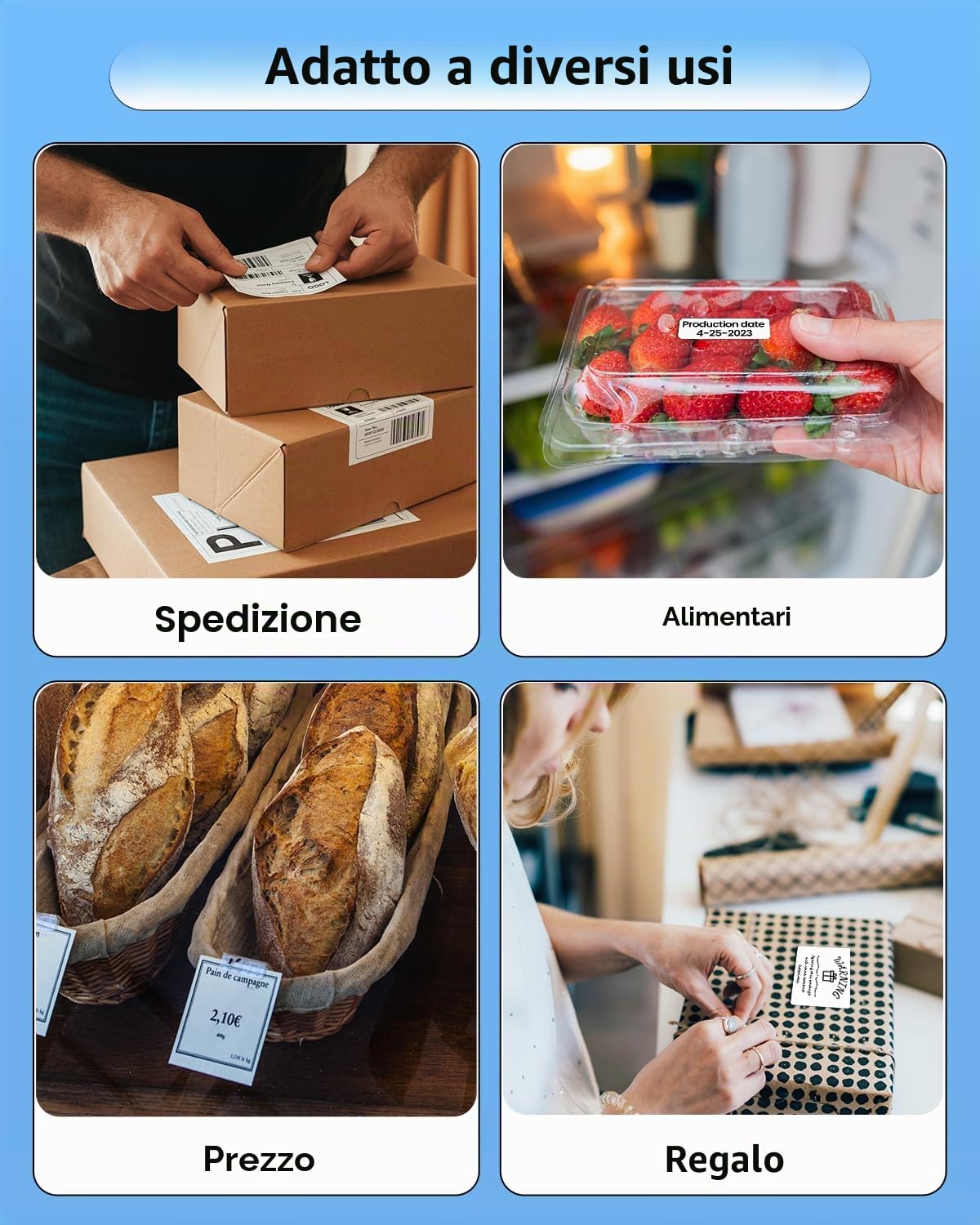 Phomemo Stampante per etichette Bluetooth, stampante termica DHL 4X6 per Mac/PC, stampante Bluetooth per codici a barre, Amazon, Etsy, Shopify, Royal Mail, DHL, FedEx, UPS