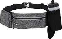 Cinto de hidratação para corrida com suporte para garrafa de água, cinto de corrida ajustável com faixa refletiva, pochete leve com suporte para garrafa de água, bolsa esportiva para corrida
