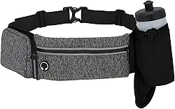 Cinto de hidratação para corrida com suporte para garrafa de água, cinto de corrida ajustável com faixa refletiva, pochete leve com suporte para garrafa de água, bolsa esportiva para corrida
