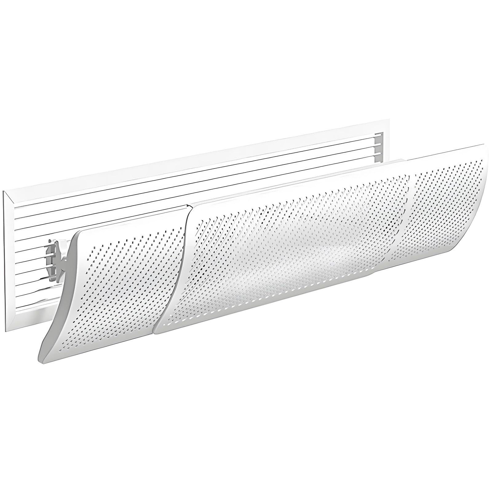 Deflettore per condizionatore d'Aria, Staffa da 19cm 3pcs-L | Ala di uscita regolabile dotata di rotazione a 180 gradi, pannelli modulari divisi, finitura bianca opaca e ganci rapidi