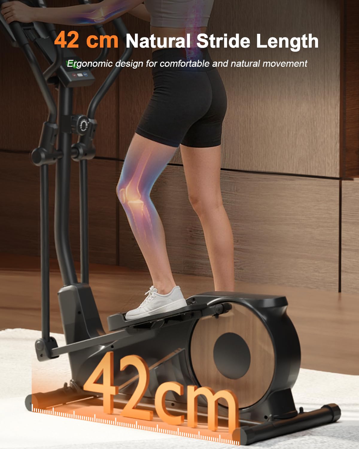 Crosstrainer für Zuhause, Aeriflo M100 8kg Schwungmasse Ellipsentrainer mit Kinomap App, 42cm Schrittlänge & Pulsmesser, Leises Magnetbremssystem, 80% Vormontiert, bis 150kg Belastbarkeit