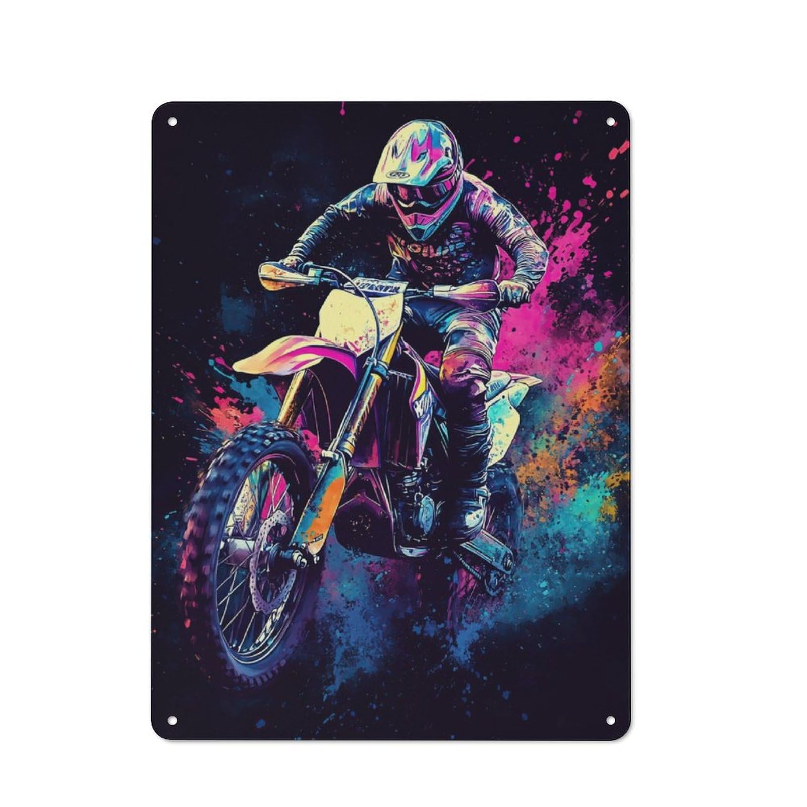 Junmoney Motocross Rider Art Retro Metal Wall Sign 40X30cm With For Café Or Home Bar, For Cooler-Season Styling In Café And Home Bar