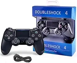 Doubleshock Controle Manete Sem Fio para PS4, PS4 Slim e Pro | Bluetooth para PC Gamer e Smart TV, Vibração - Preto