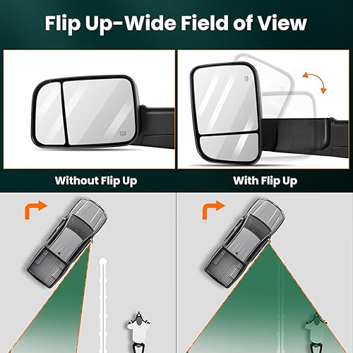 Miniatura 3 de SCITOO Espejo de remolque izquierdo y derecho, compatible con espejos de remolque 2002-2008 para Dodge para Ram 1500 2003-2009 para Ram 2500 3500
