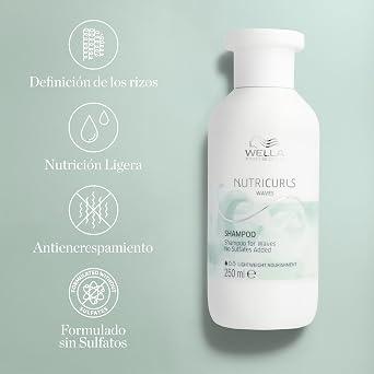Wella Professionals NUTRICURLS - Champú para Ondas - Nutre y Define las Ondas - Formulado con el Complejo Nourish-In - Sin Sulfatos