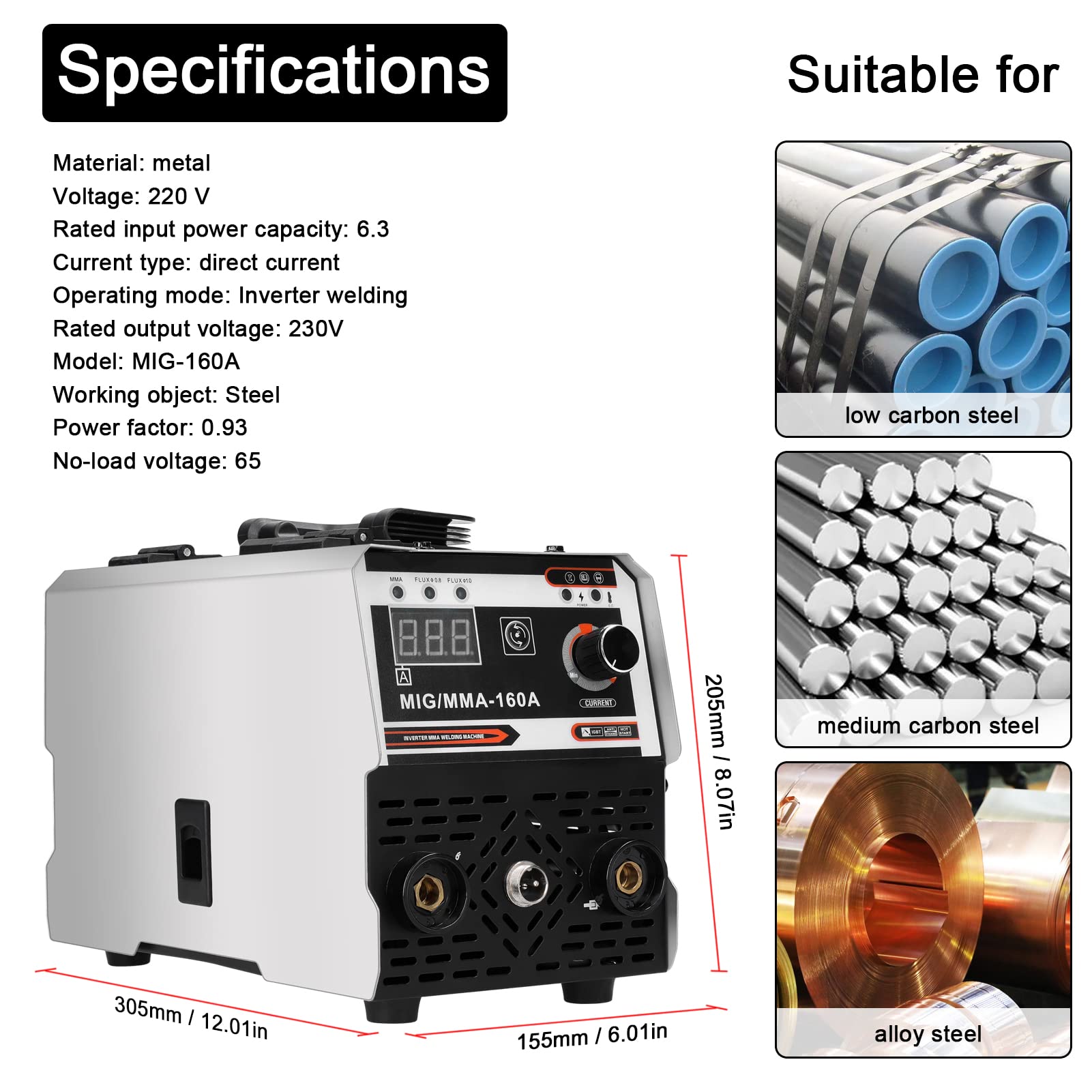 Saldatrici MIG MMA 2in1 Saldatura con anidride carbonica e manuale Saldatrici multiuso IGBT a corrente continua con inverter Meccanismo di alimentazione del filo integrato
