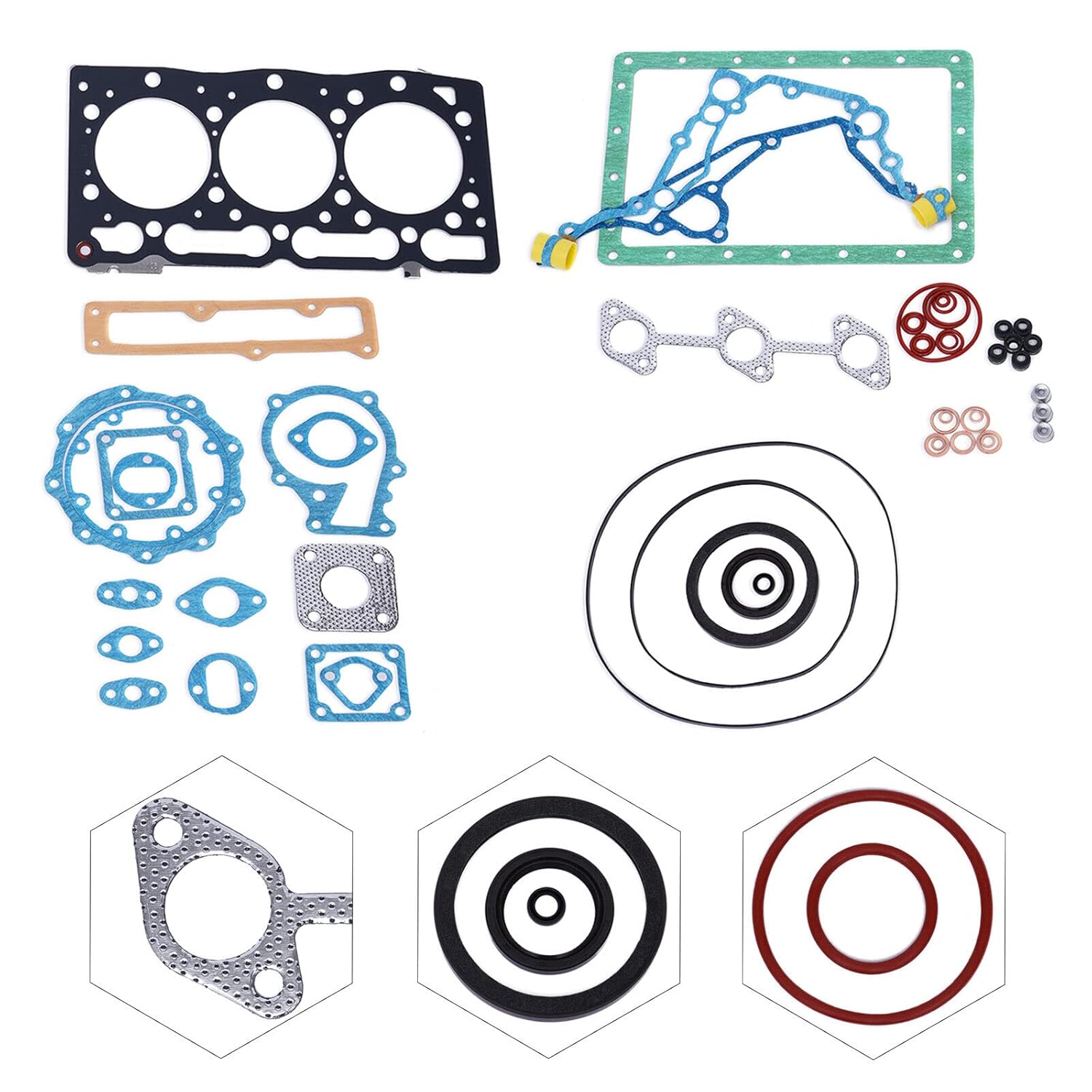 Overhaul Full Gasket Set Kit with Head Gasket fits for Kubota D1305 Engine