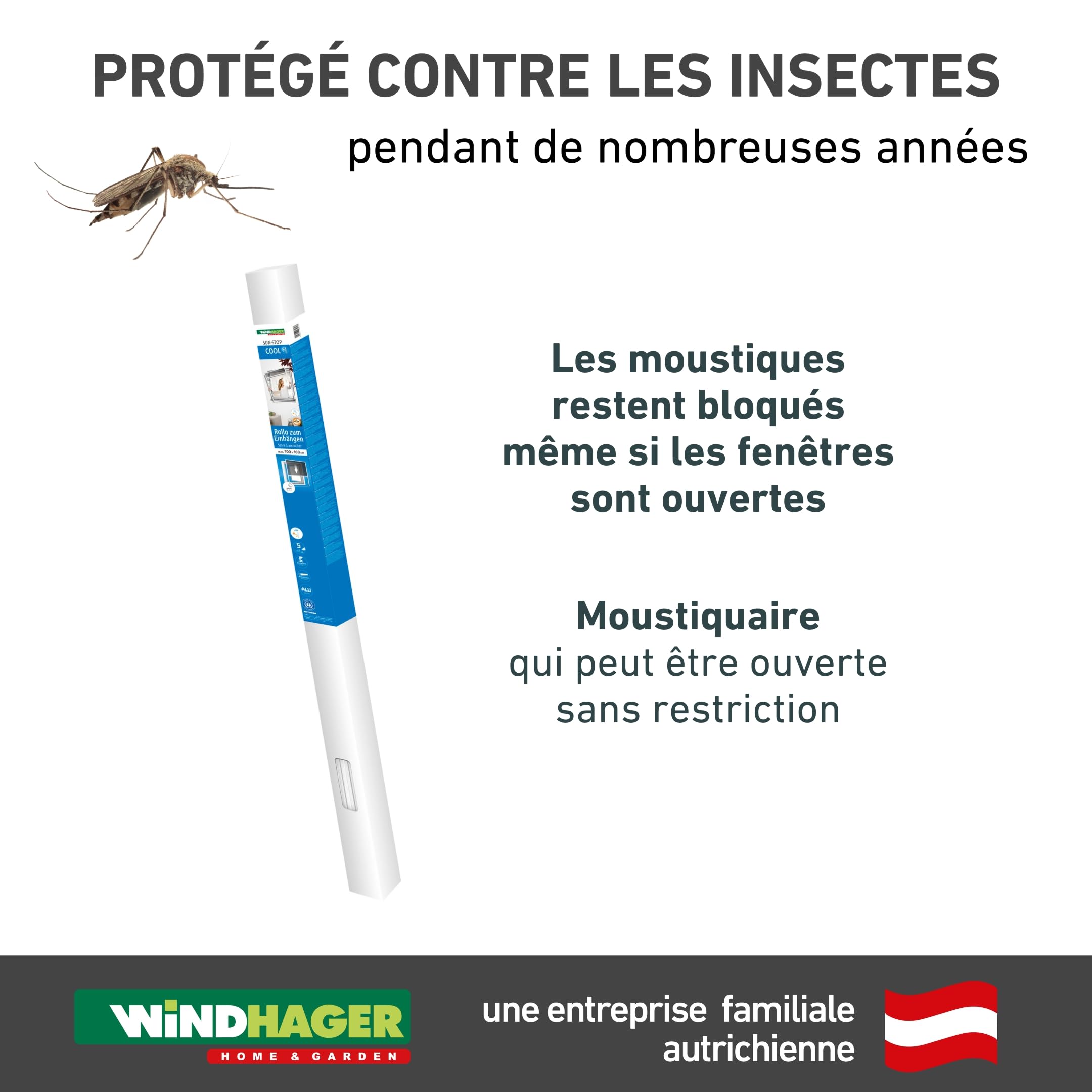 Windhager Cool Protection Solaire pour fenêtre Enroulable à Suspendre, avec Cadre en Aluminium, Protection Contre la Chaleur, Anti-moustiques, kit de Bricolage 100 x 160 cm, Anthracite