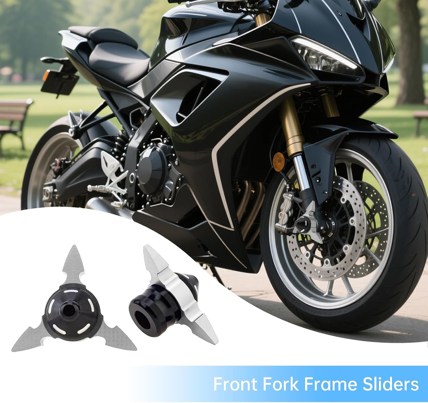 Windance 2pcs Universal Front Wheel Frame Sliders Aluminum Alloy Dart Shape Front Fork Crash Protection Cup for Motorcycles Motocross Moped Scooters Dirt Pit Bikes (Black)