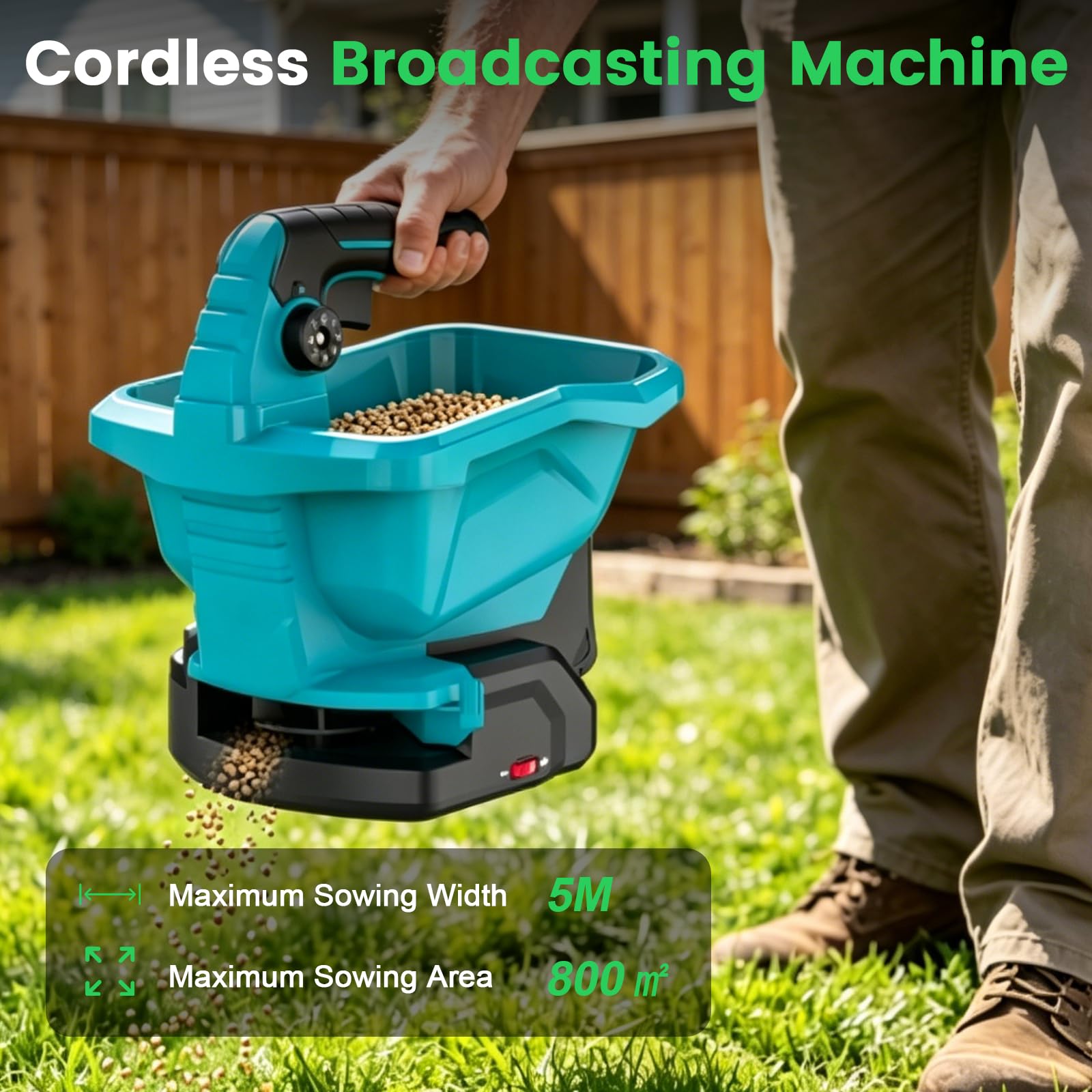 Esparcidor de abono a batería Makita con batería de 18 V, portátil, con 8 niveles de dispersión, 6 velocidades, 3,3 L, universal para semillas de césped, fertilizantes, piensos, sal de carretera (sin