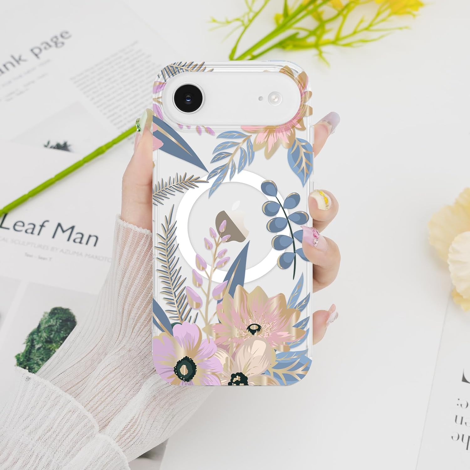 Magnetic for iPhone Air Case Floral, Cute Luxury Clear Flower Cover for Women Girls Elegant Aesthetic Soft [Compatible with Magsafe] Protective Phone Case for iPhone Air, Blossom - Image 7