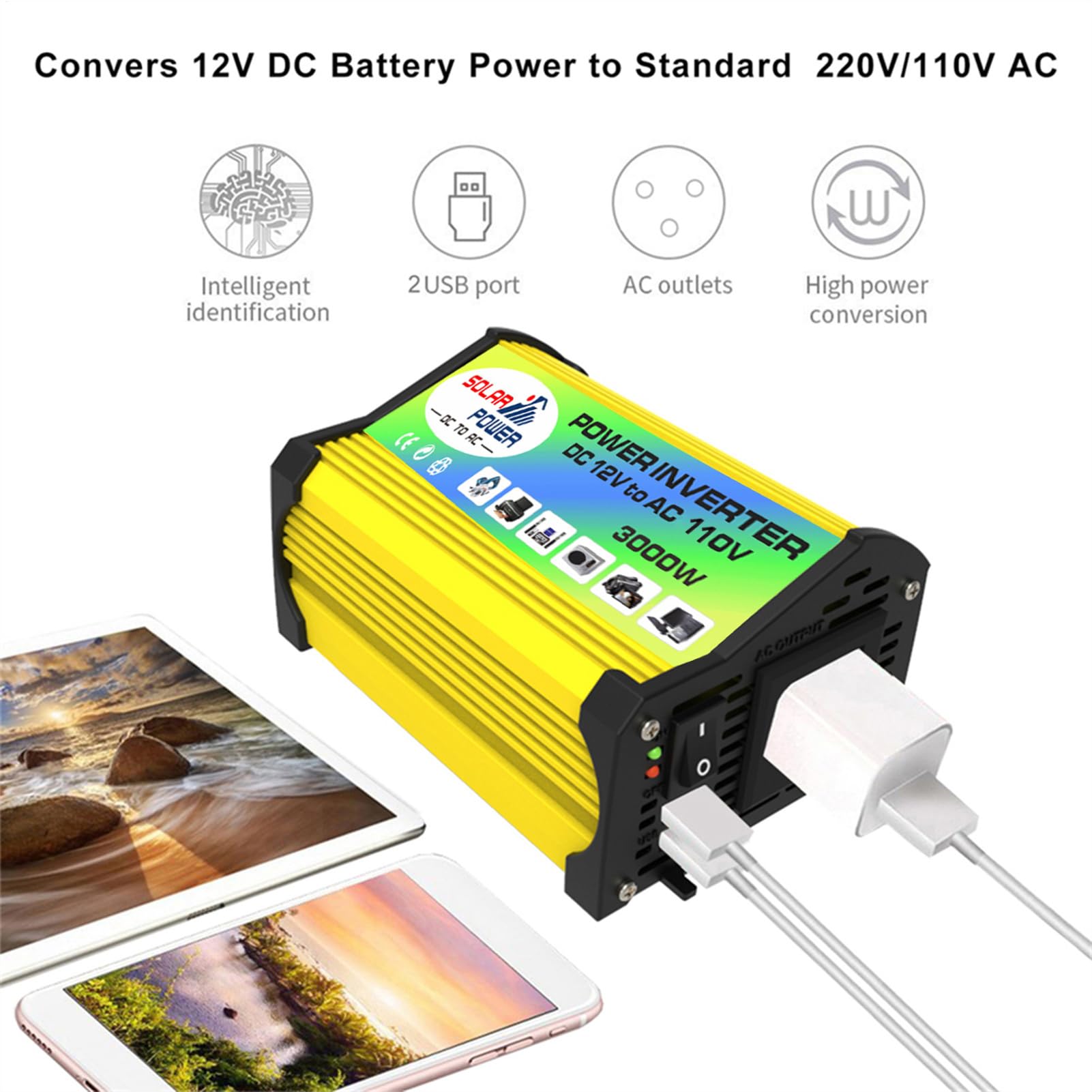 Kit inverter solare da 3000 W, Kit pannello solare, Kit completo solare Off Grid, Conversione intelligente automatica della tensione, controller e inverter del pannello solare, doppia