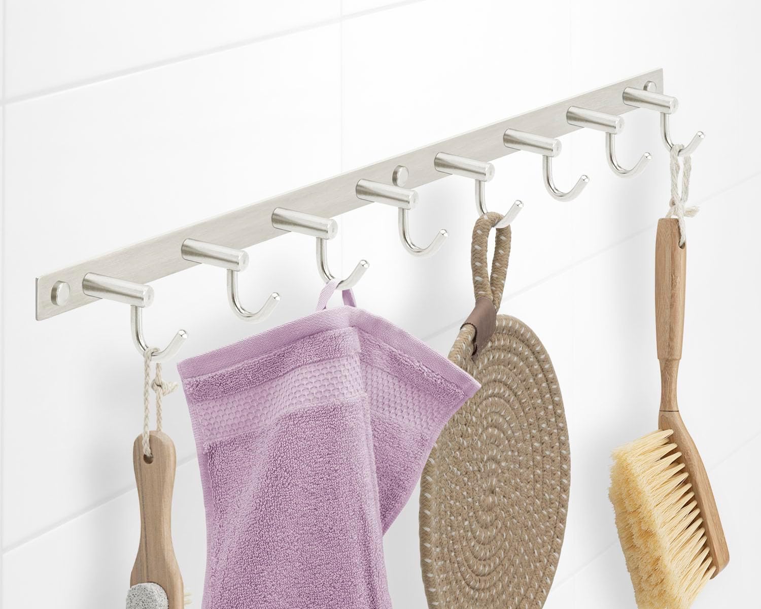 Garderobe Mit 8 Haken | Edelstahl-Wandgarderobe Für Flur & Bad