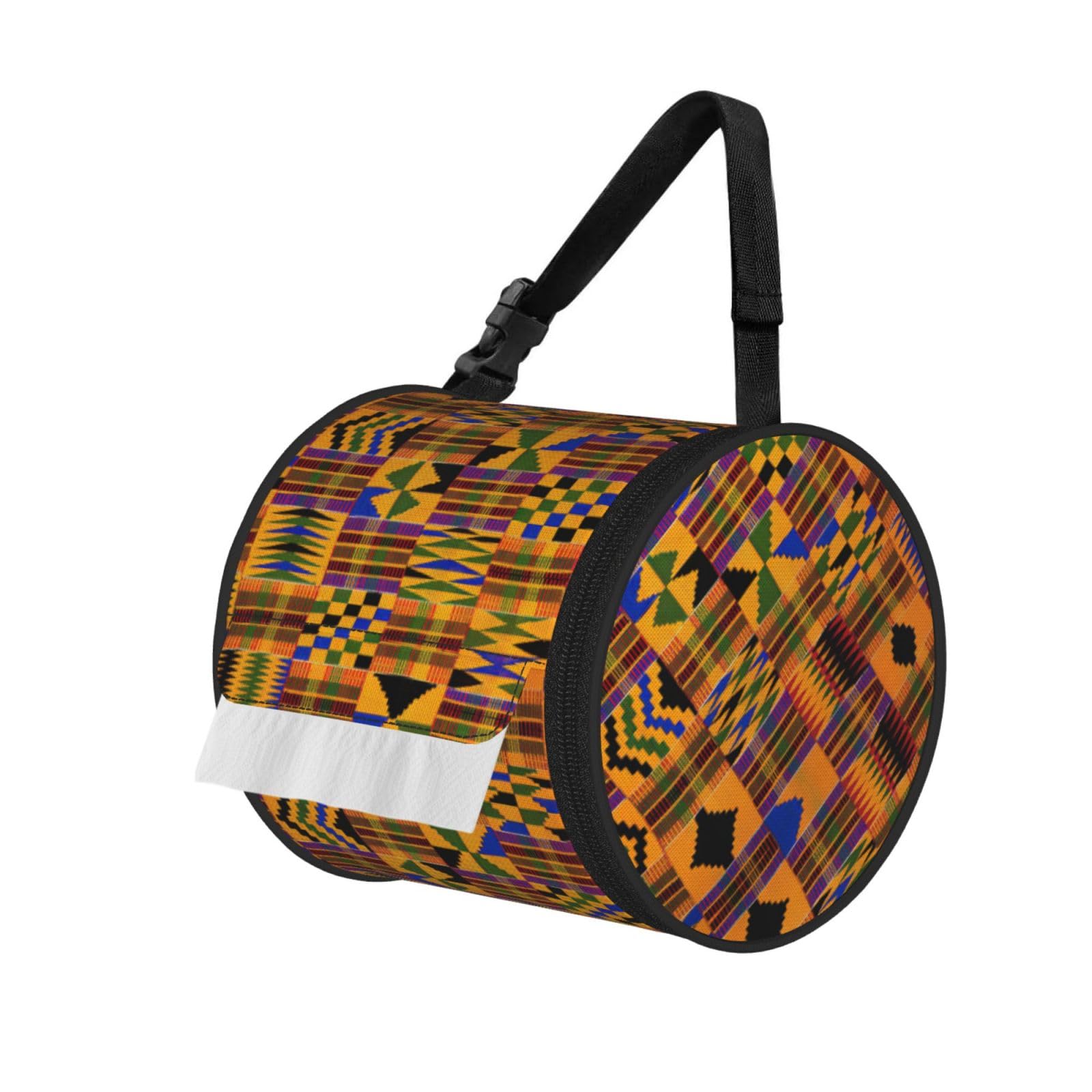african weaving Printed Hanging Tissue Organizer, Smooth Zipper Oxford Cloth Roll Holder for RV Bathroom Desk