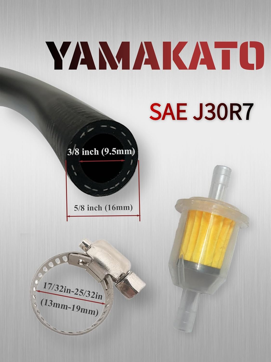 YAMAKATO 3/8 Fuel Hose Line NBR Braided SAE J30R7 26 Feet Rubber Tubing