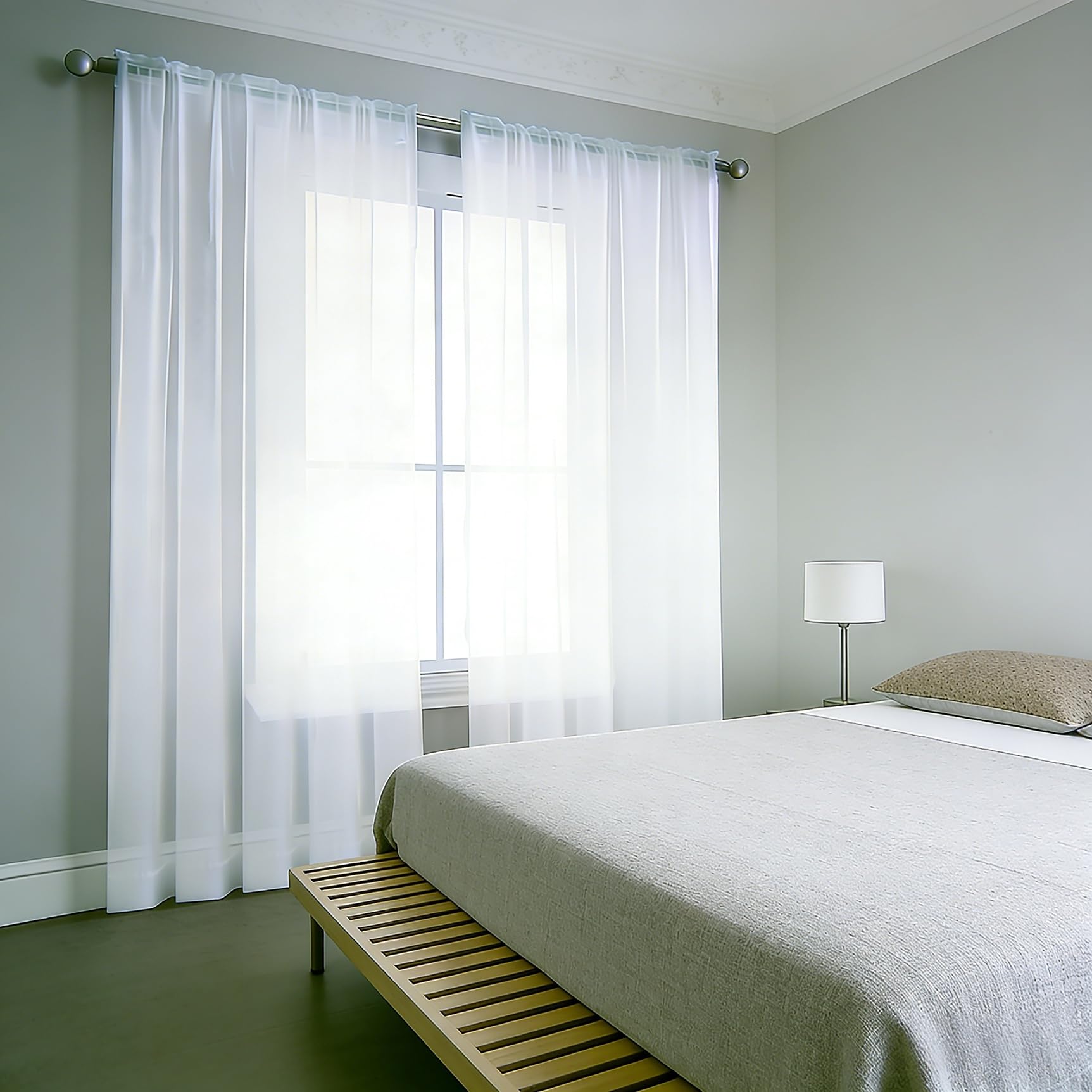 Cortinas translúcidas blancas de 100 x 195 cm para ventanas de salón y dormitorio