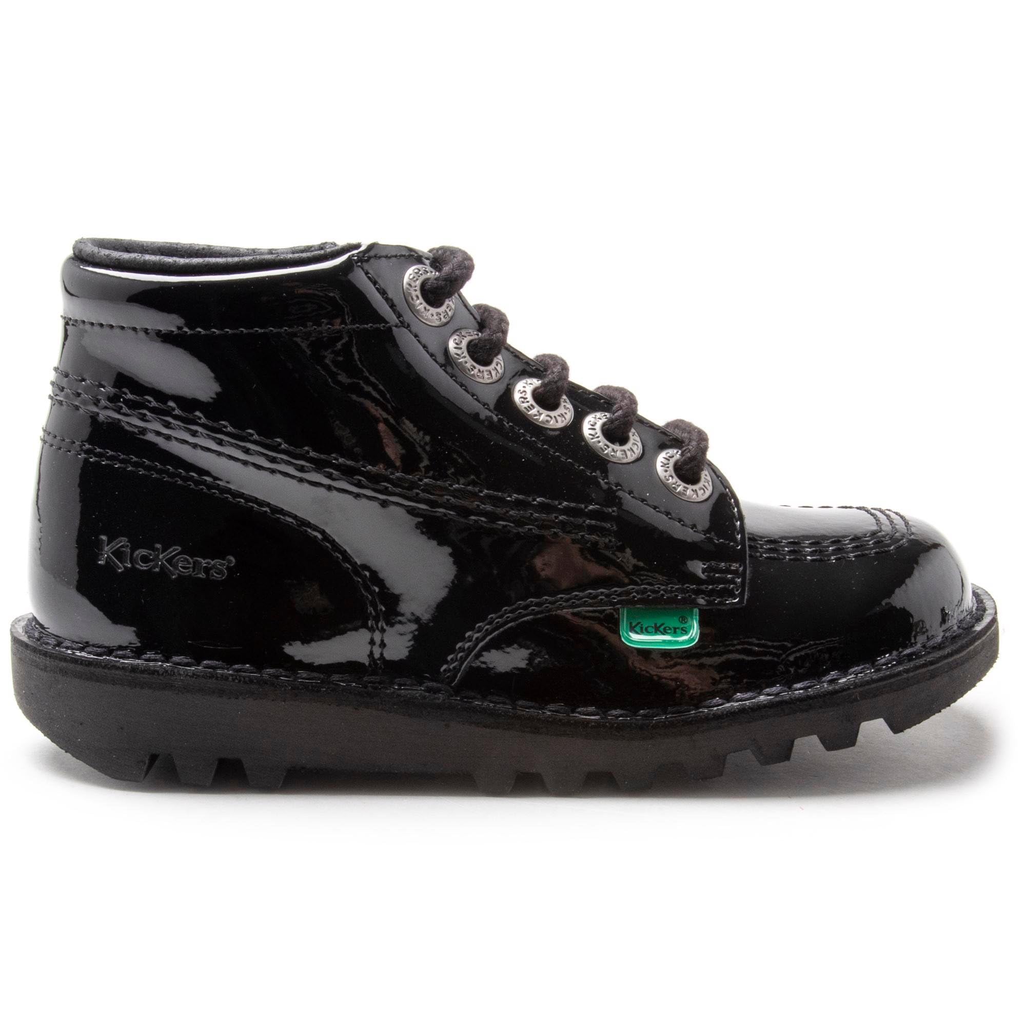 Kickers Kick Hi Niños I Core Negro Cuero Botas-UK 5 Niños
