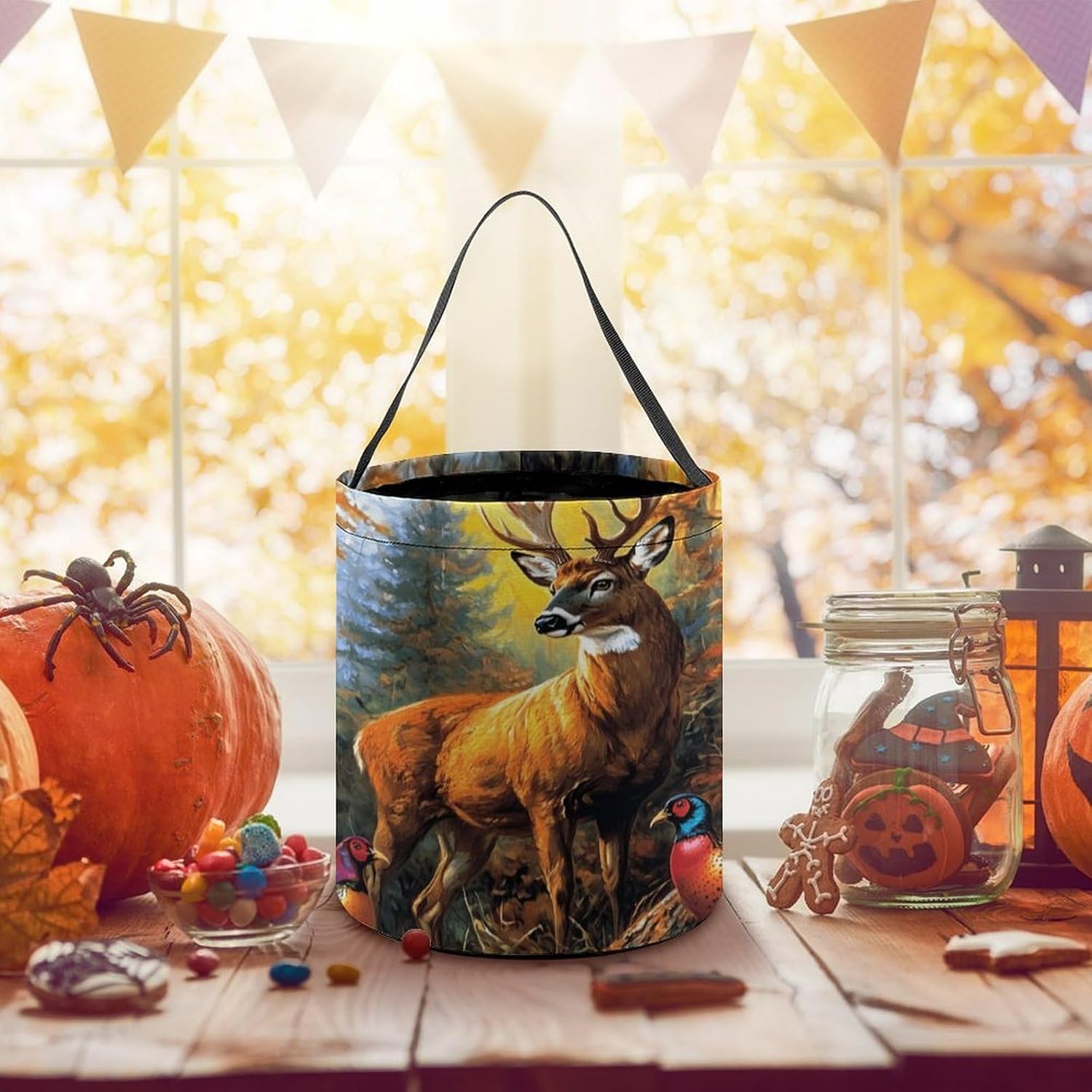 Wildlife Deer Forests Candy Bag Halloween Treat Goody Bags Party Basket Handbag Holiday Decor