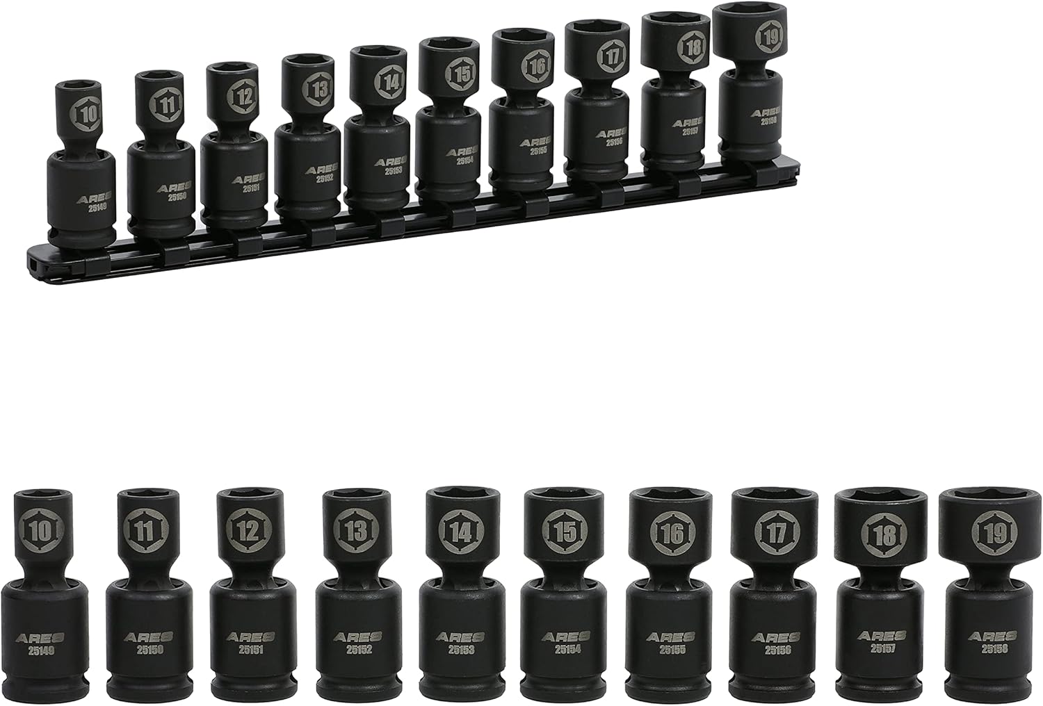 ARES 2514810Piece Metric Pinless Universal Swivel Impact