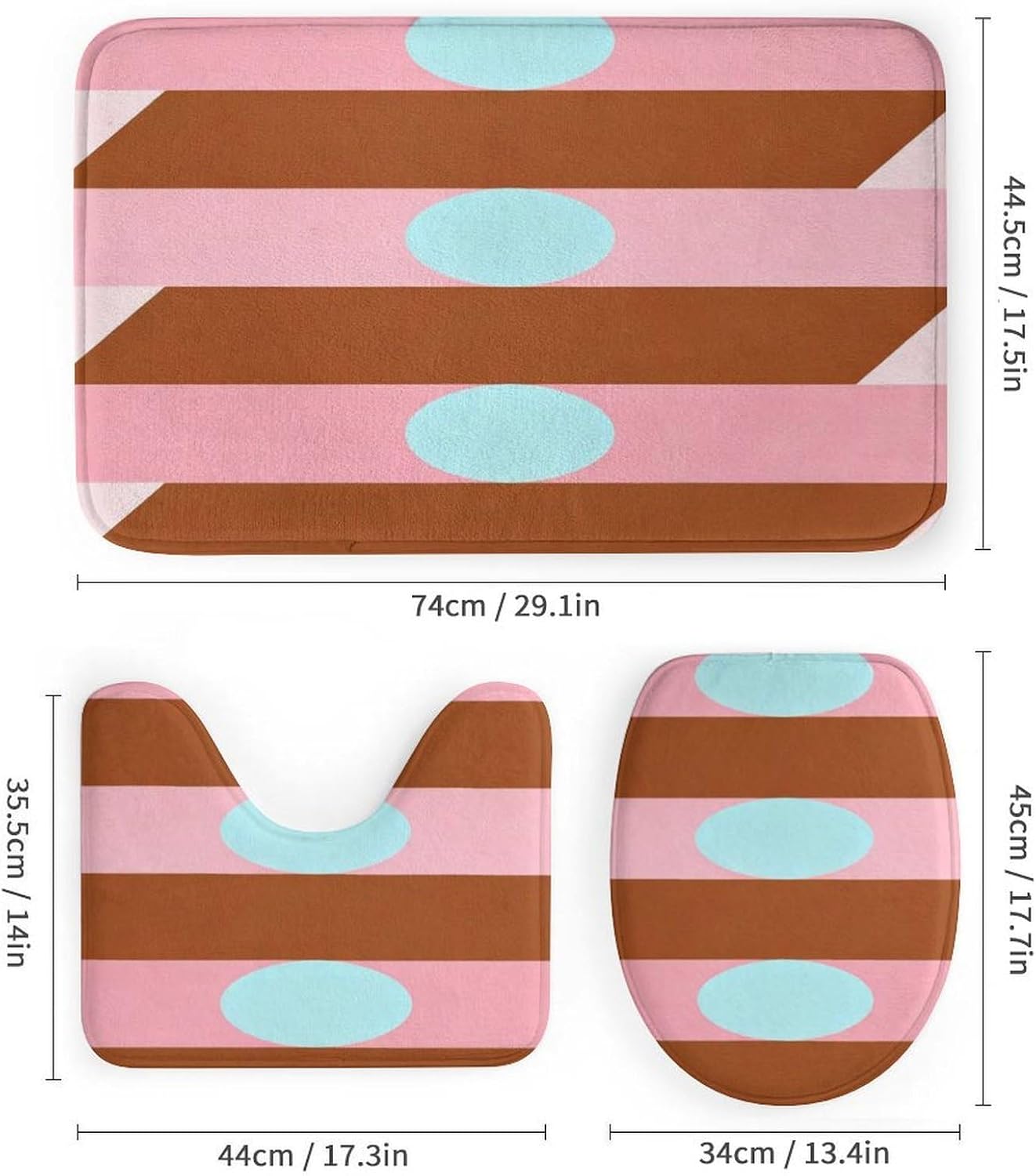 4 Piece Bathroom Rug Set with Shower Curtain, Non-Slip Bath Mat Toilet Cover Set, Overlay Bathroom Rug Sets