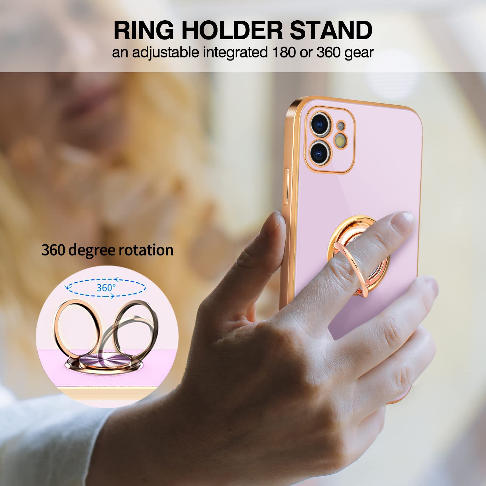 Coque IPhone 11 Pro Max Avec Anneau Magnétique - Support Voiture, Béquille 360°, Anti-Choc Silicone + Plastique - Noir - 3