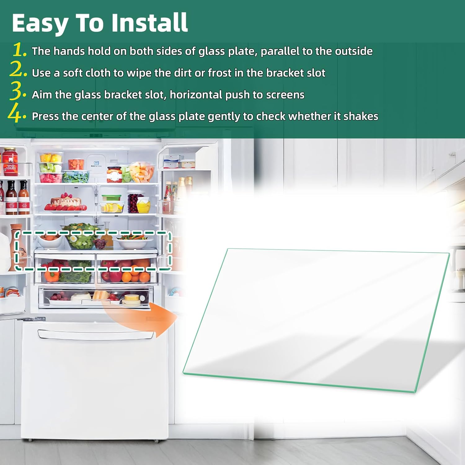 Upgraded MHL61952330 Refrigerator Glass Shelf Replacement Compatible with lg, kenmore Refrigerator Shelf Replacement Glass Shelf Insert Crisper, Tempered Glass Crisper Drawer Cover