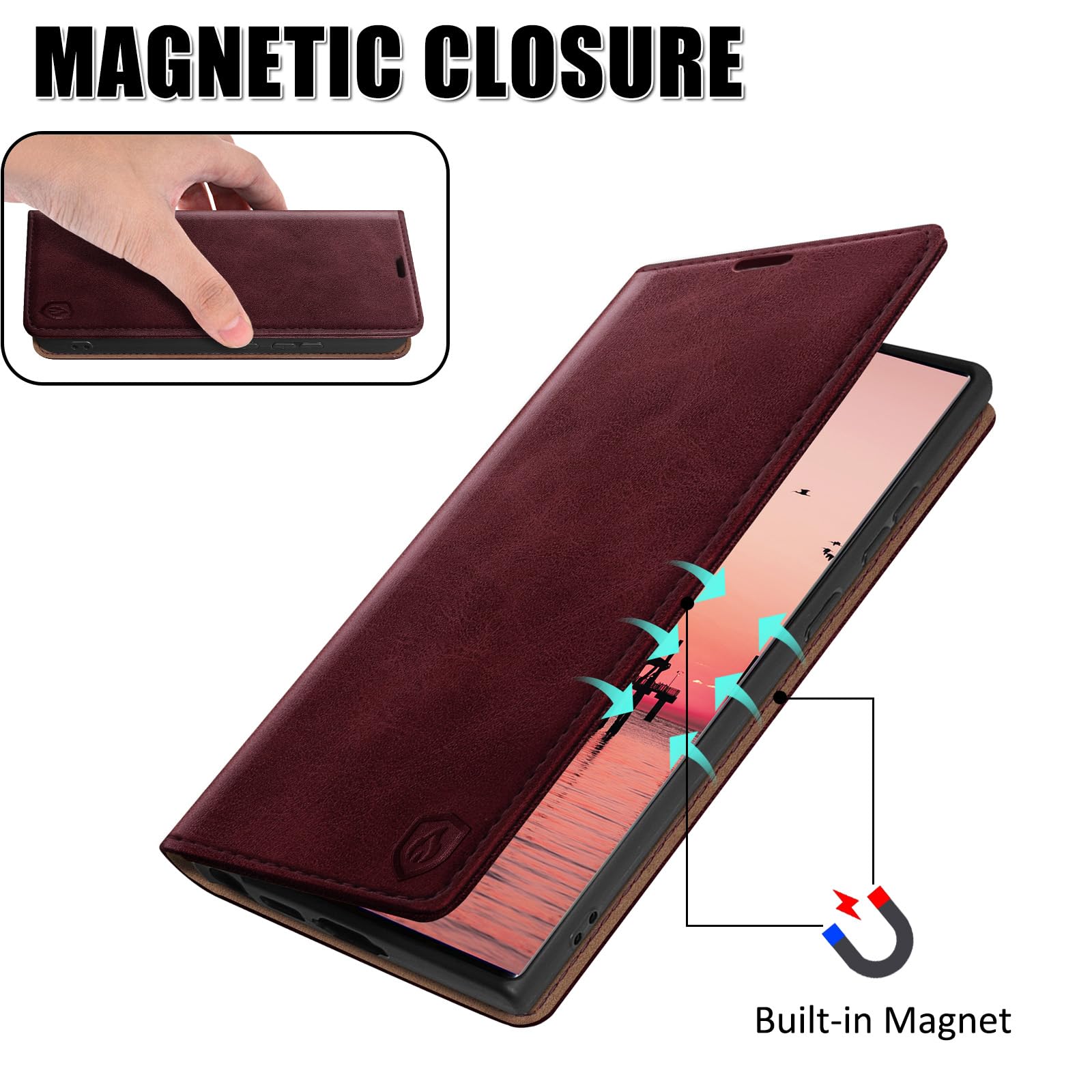 BAILI RFID Blocco Cover per Redmi Note 14 PRO 5G Case, Slot Carte Custodia a Portafoglio per Redmi Note 14 PRO 5G, Supporto Magnetica Cover per Redmi Note 14 PRO 5G-011