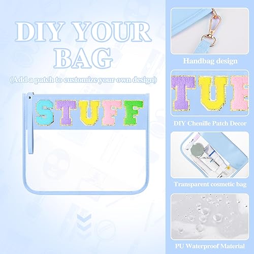Vista 11 de Irenare Bolsa de maquillaje transparente de 16 piezas, bolsa de aseo con cremallera plana, impermeable, bolsa de PVC transparente para cosméticos