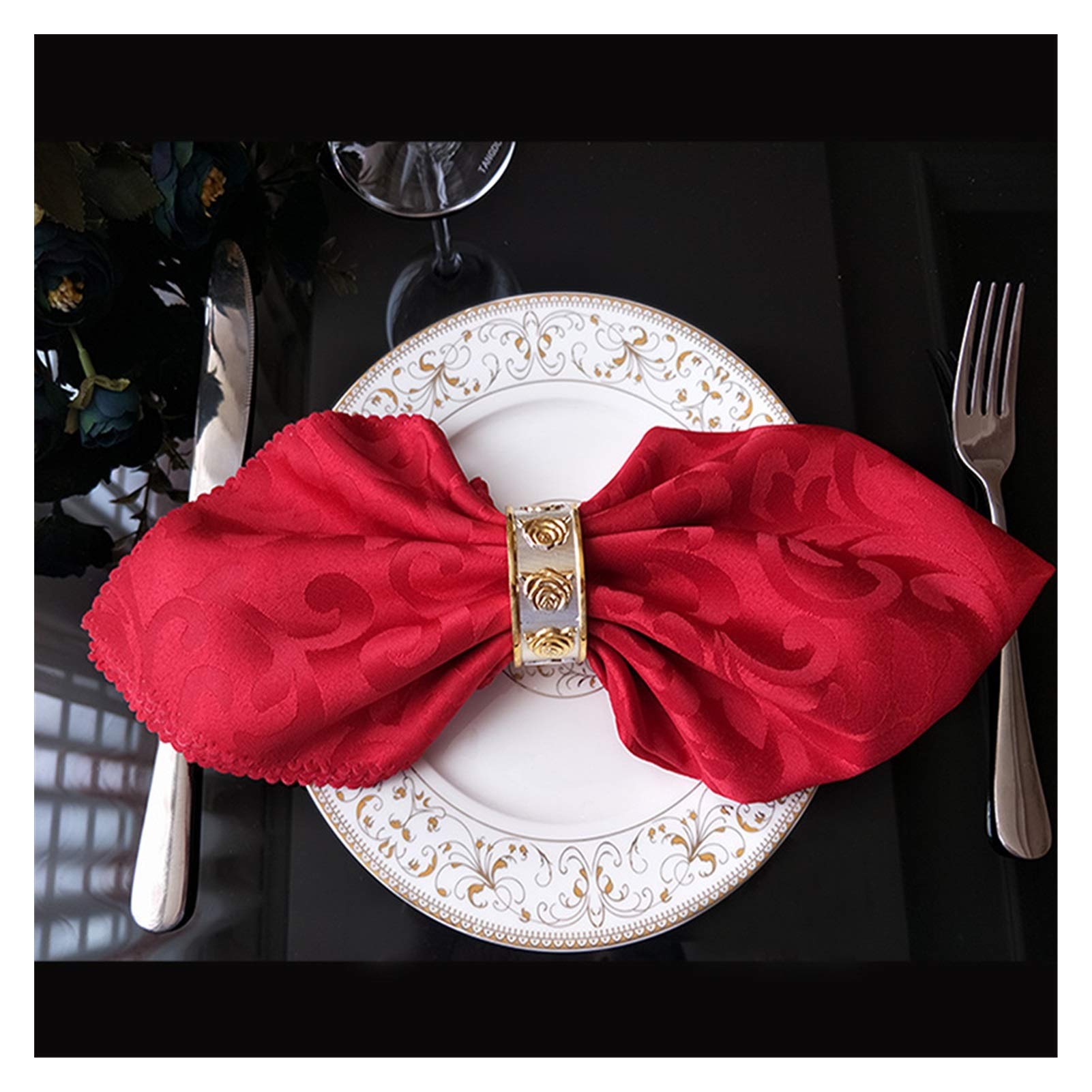 Cloth Dinner Table Napkins, Dinner Napkins 10pcs, Multicolor Square Embroidered Cloth(Red)