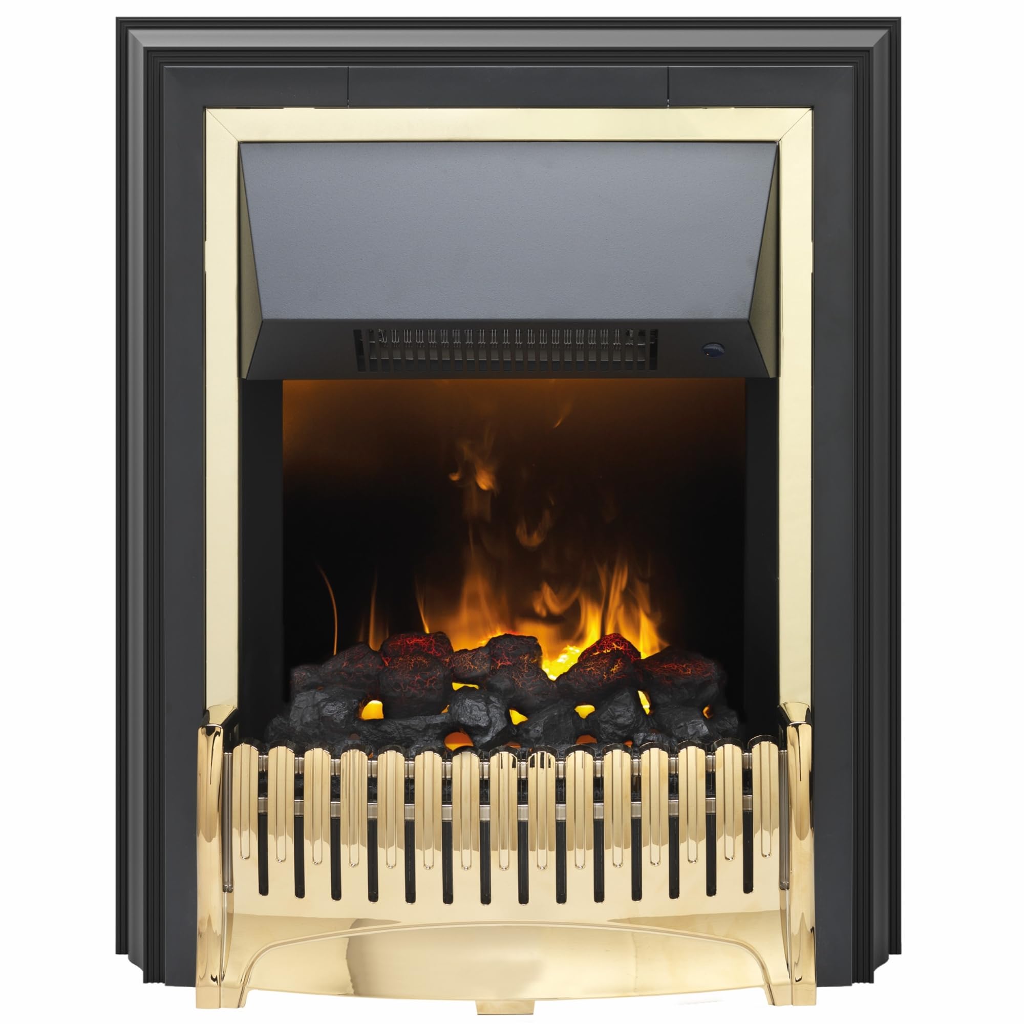 Dimplex Ropley Optimyst Water Vapour Freestanding Electric Fire, Real Flame Effect, Brass Fireplace, Coal Fuel Bed, 1000W/2000W Fan Heater, Energy Efficient Flame Only, Thermostatic, Remote Control