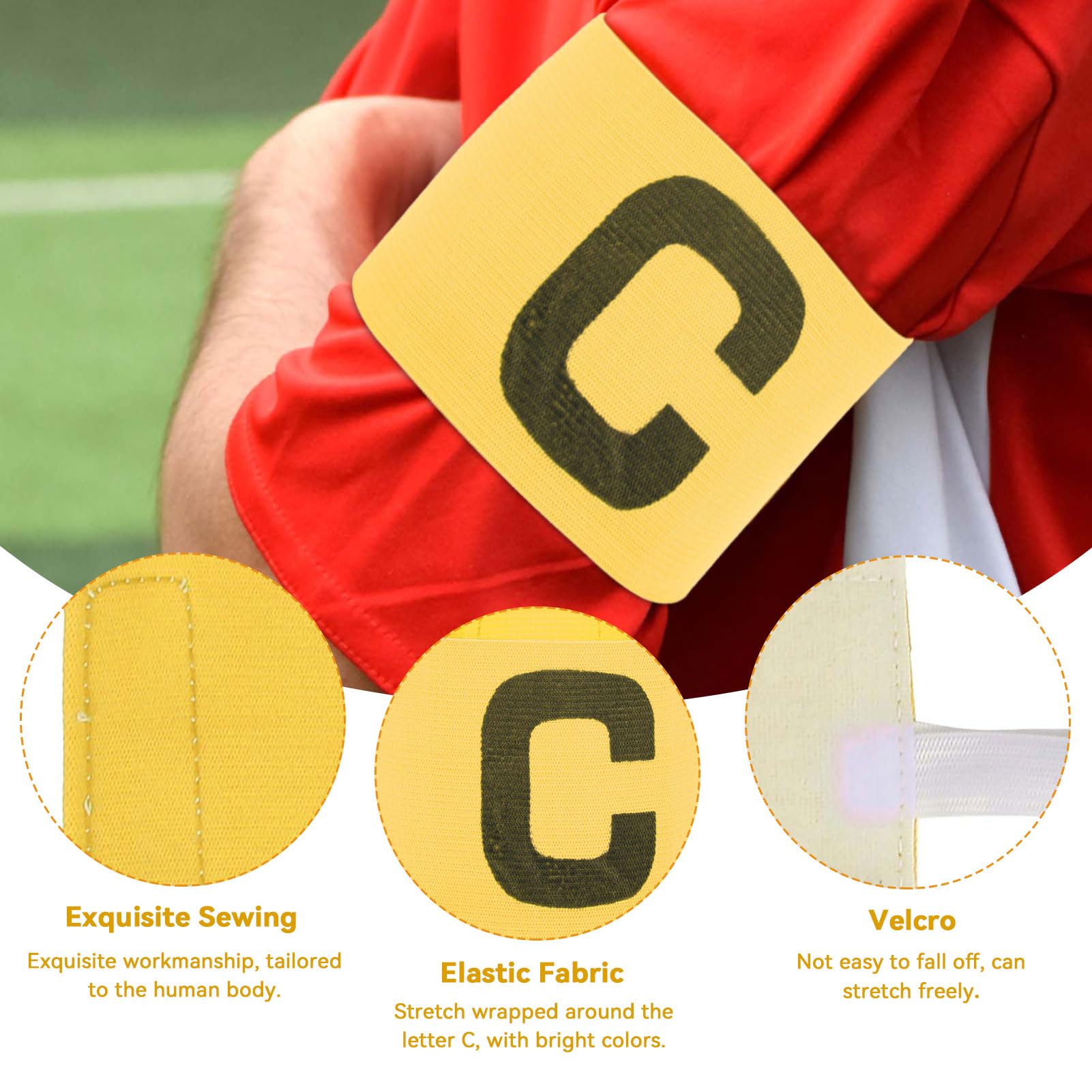 Lot De 3 Brassards De Capitaine De Football - Élastique Nylon Ajustable Rouge/Vert/Bleu - Adulte Et Junior