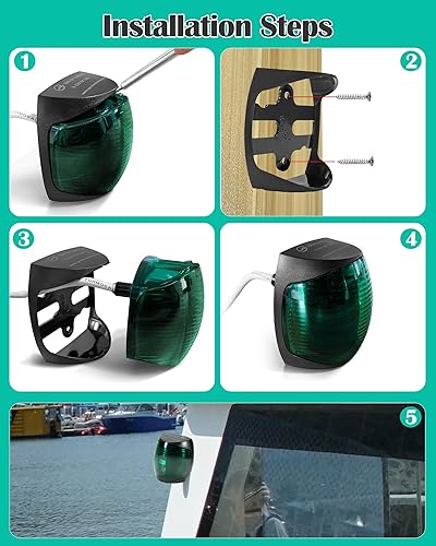 Miniatura 10 de THALASSA Luces de navegación para barcos marinos  2NM 12V Puerto rojo verde estribor luz popa 3 NM luces bicolor  Funciona a IP55IP67  Lámpara