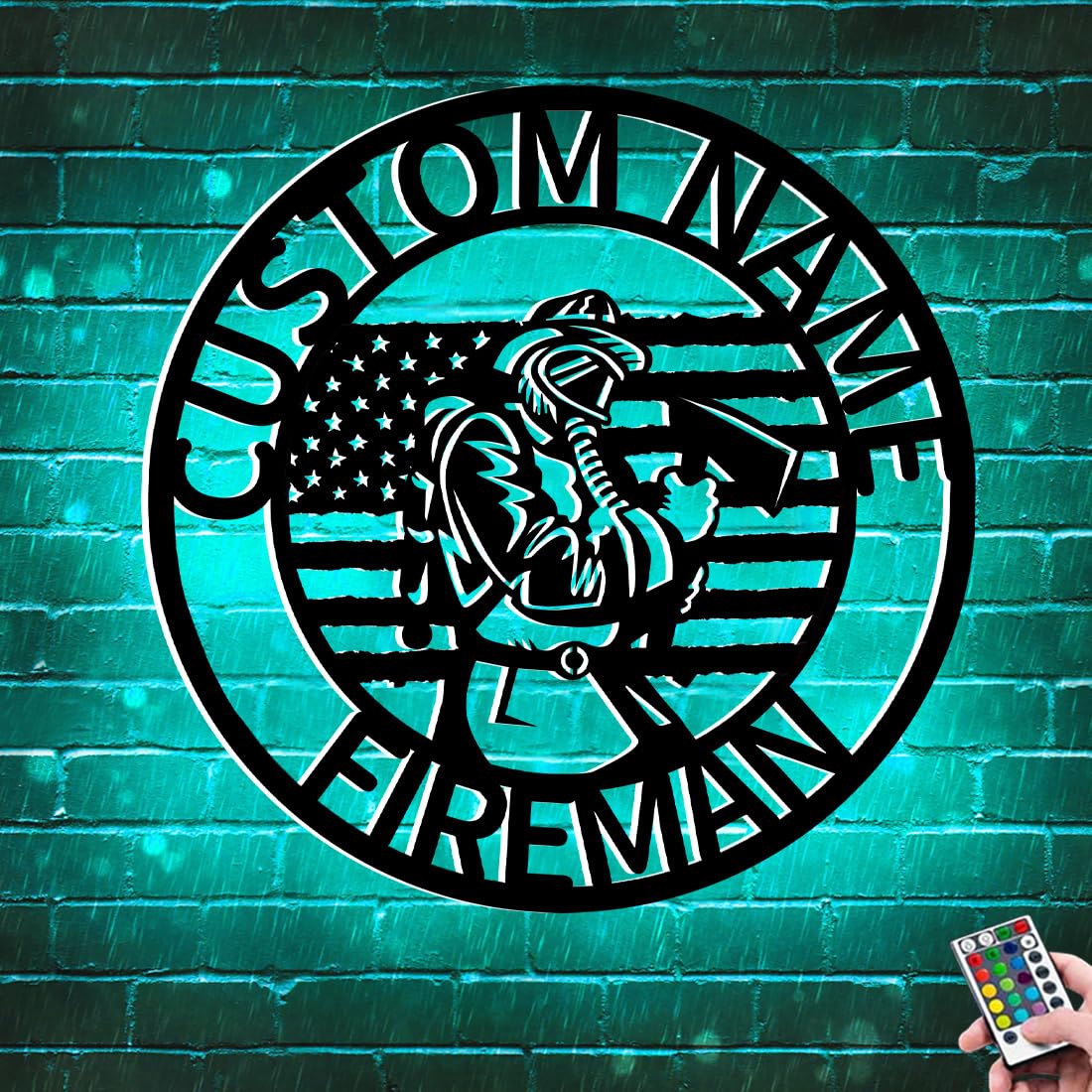 Custom Firefighter Neon Sign, Personalized Metal Name Led Light Sign for Wall Art, Customized Family Dad's Sign for Room House, Christmas Birthday Gift for Man Husband Boy Kids Firemen (Style 8)