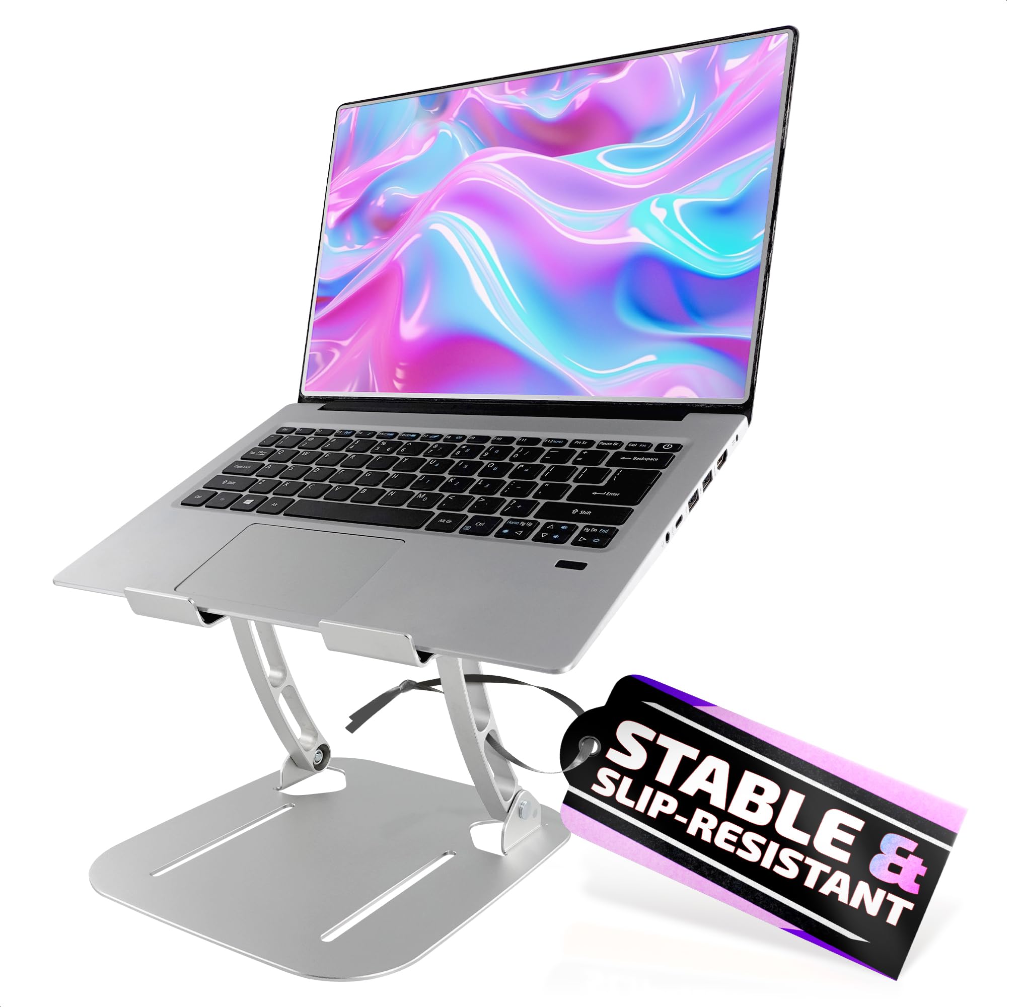 Laptop Stands Height & Angle Adjustable Computer Stand for Laptop -Portable Computer Holder for Desk with Ventilation Slots for Enhanced Airflow -