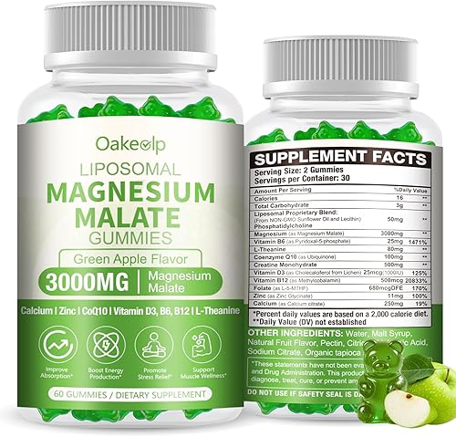 Gomitas de malato de magnesio, suplemento dietético