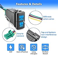 Vista 6 de Wsays Interruptor de botón doble con luz de fondo LED para barra de luces y luces puntuales de 12 V, interruptor de botón de doble luz de fondo