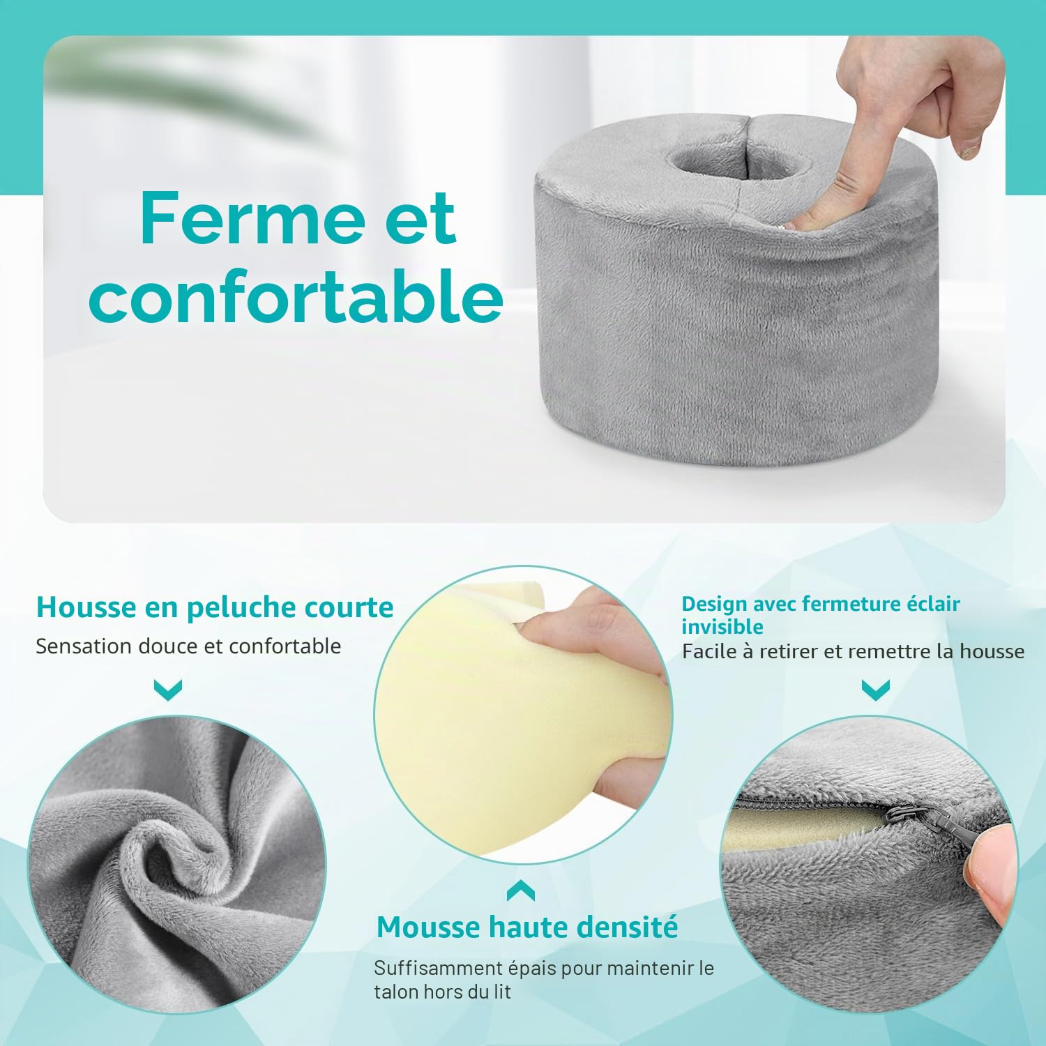 Coussin d'élévation des pieds pour cheville et talon - Coussin médical pour cheville - Coussin médical pour lit - Pour douleurs au pied, ulcères, pieds endormis - Repose-jambes - Soutien surélevé -