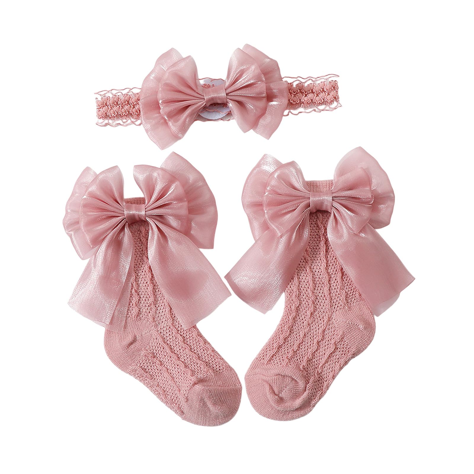 Kalttoy Bowknot Design Baby Headband and Socks Coordinated Set for Newborns Toddler Multiple Color Baby Headband Set