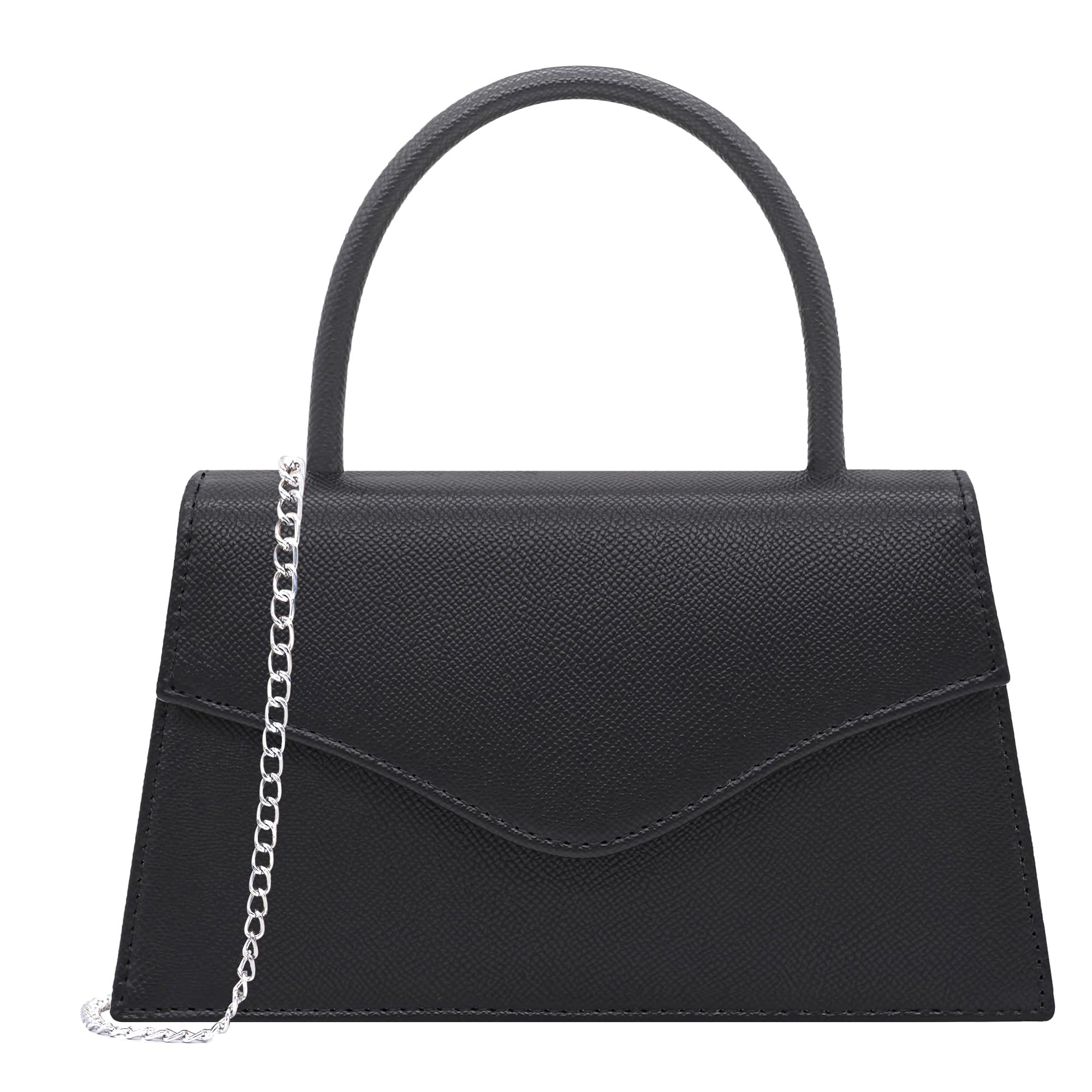 Milisente Bolsos de mano para mujer, elegantes bolsos de noche de boda de piel sintética con asa superior, Negro en relieve
